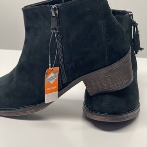 Propet Rebel Black Suede Tassel Double Zip Ankle Boots Womens Size 7 NEW w/o Box